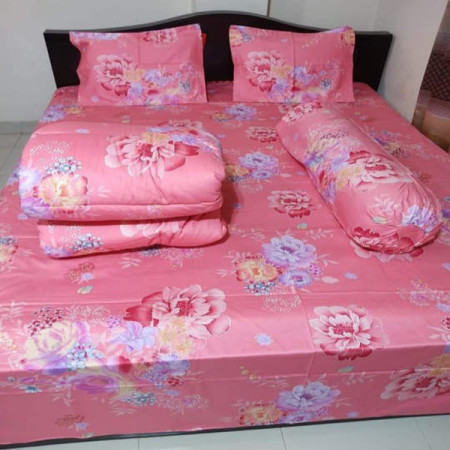 101  Premium Quality Pink Color Twill Fabric Comforter With Bedding Set 5 in 1