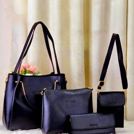 4pcs Combo Women Best Leather Tote Bag (Black)