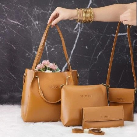 4pcs Combo Women Best Leather Tote Bag (Brown)