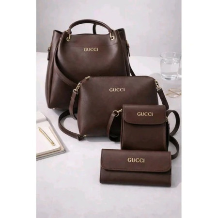 4pcs Combo Women Best Leather Tote Bag (Coffee)